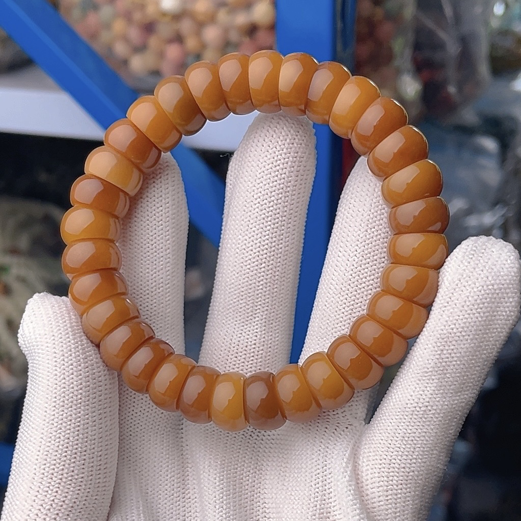 【H19】12mm黄色碗肠手串32颗天然菩提根手串