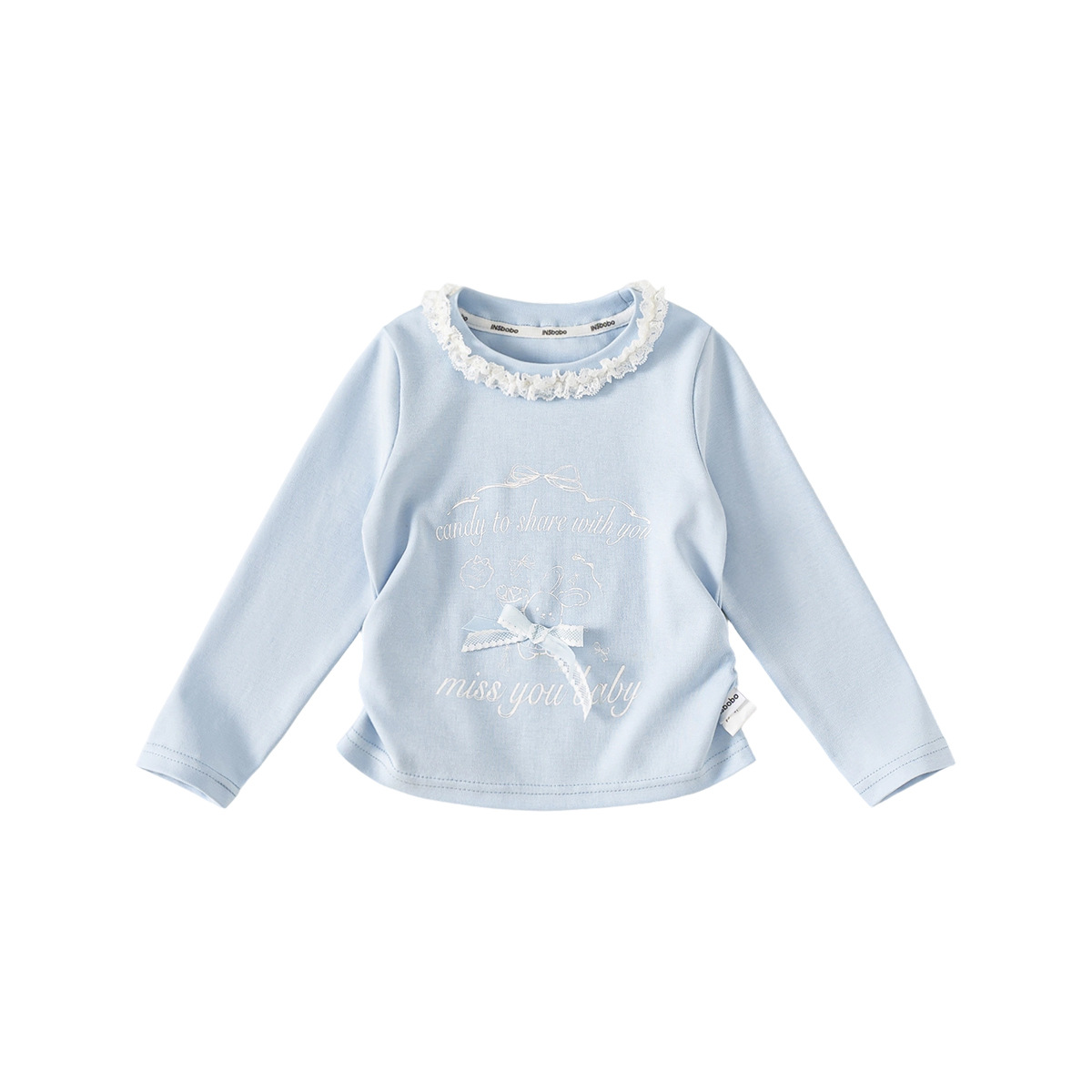 婴童宝宝童装秋季儿童上衣甜美花边女孩子长袖衣服纯色打底衫女童