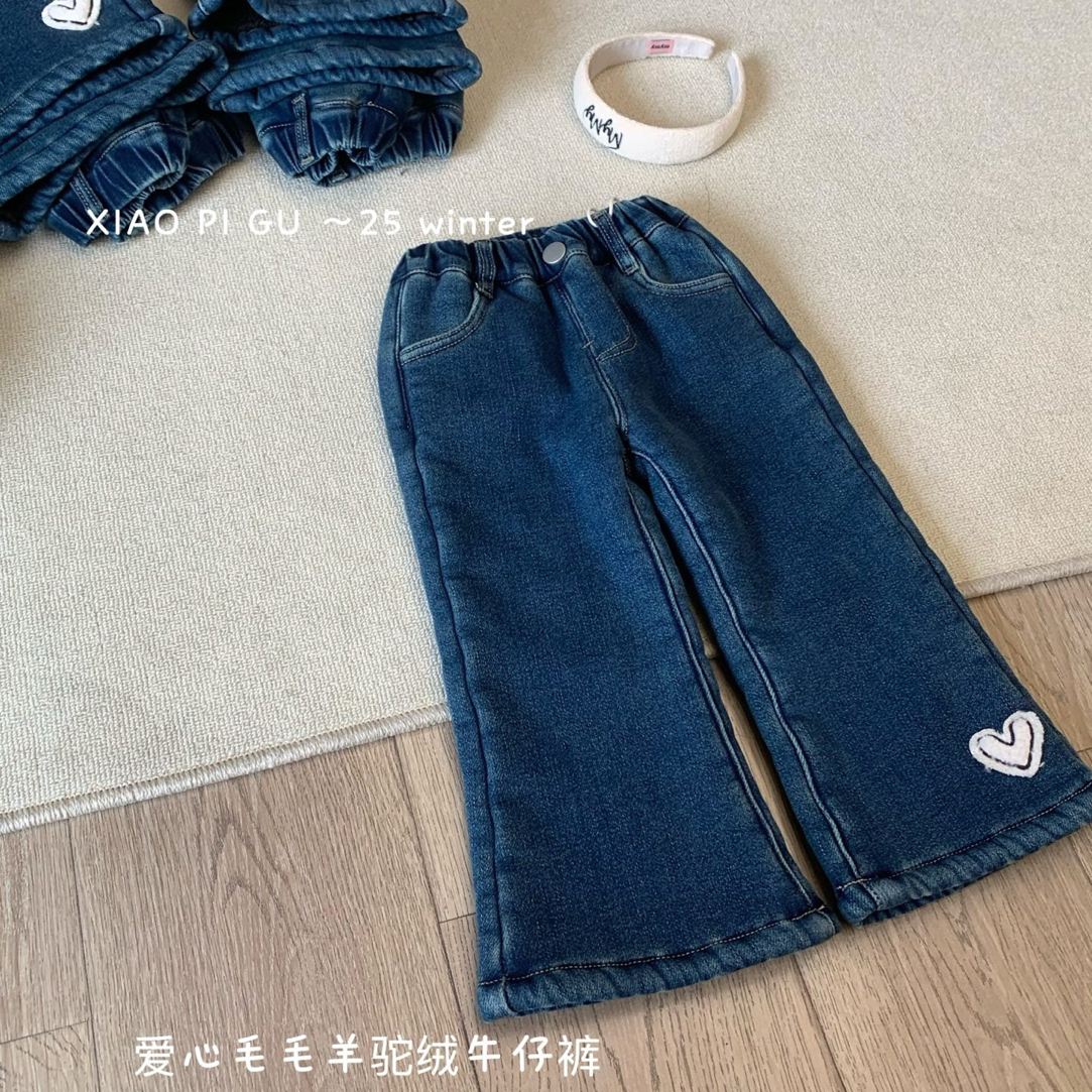 小屁股羊驼绒牛仔裤女童冬