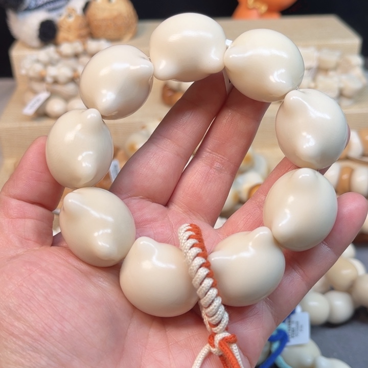 菩提根/象牙果手串2-13-7 象牙果超大猫猫头卡28+