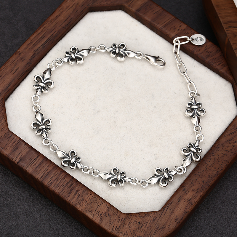 925银手链 时尚做旧船锚手链小众个性ins银质素款