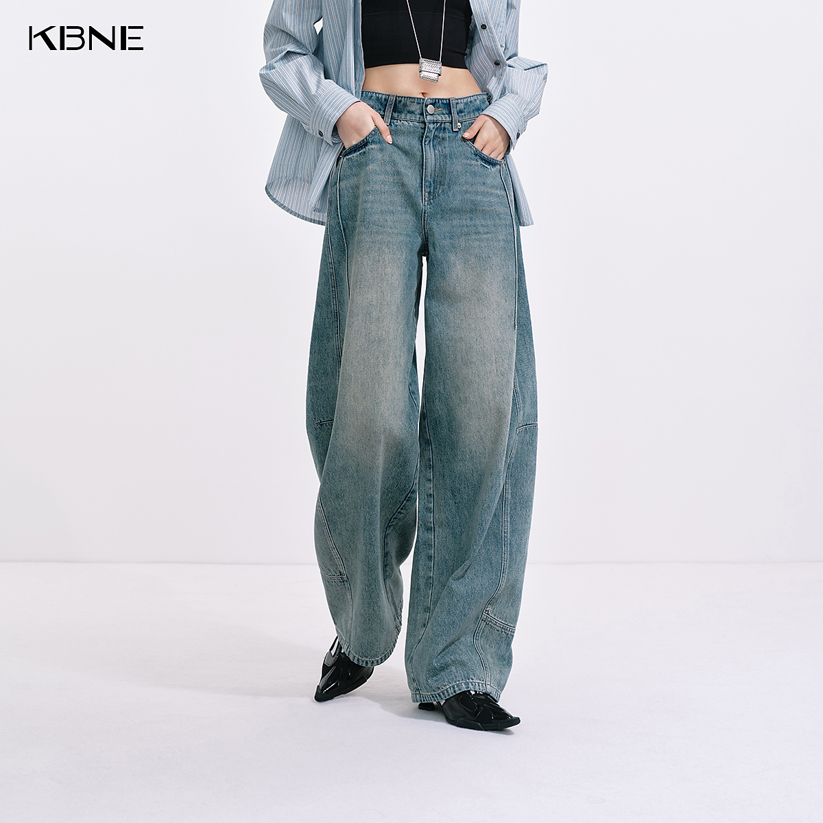 KBNE牛仔裤女款爆款2025新款洋气时髦牛仔裤慵懒风复古百搭弯刀裤
