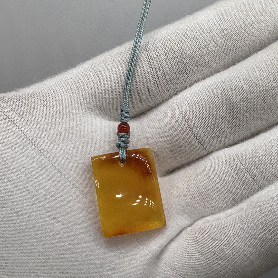 天然蜜蜡方牌手机链1.87g