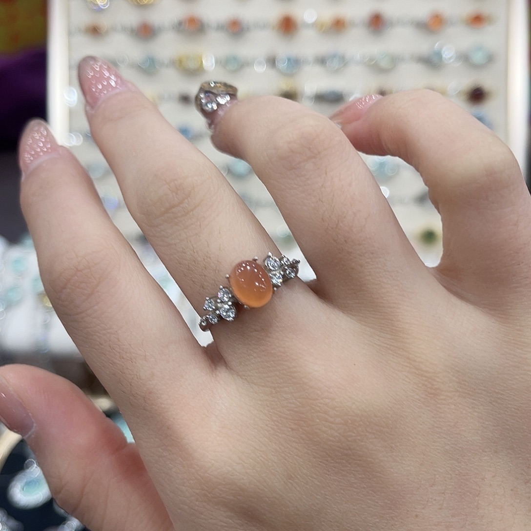 蛇纹石玉银S925镶嵌戒指