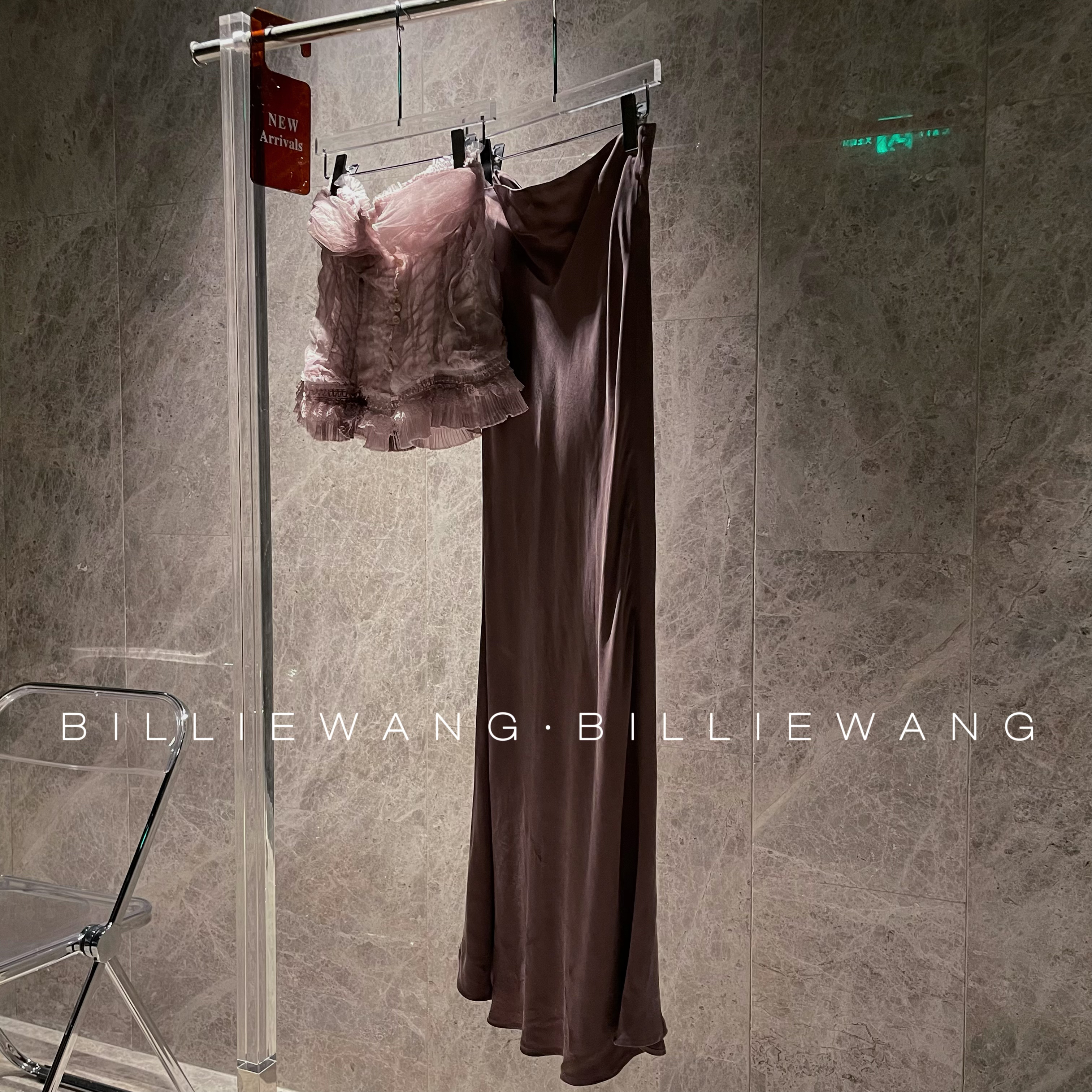 BW独立设计师高定系列｜烟紫·灰绿｜铜氨斜裁鱼尾半裙