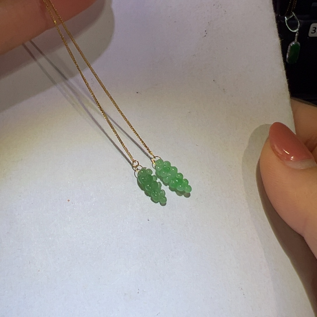 翡翠颈饰18K金镶嵌耳环