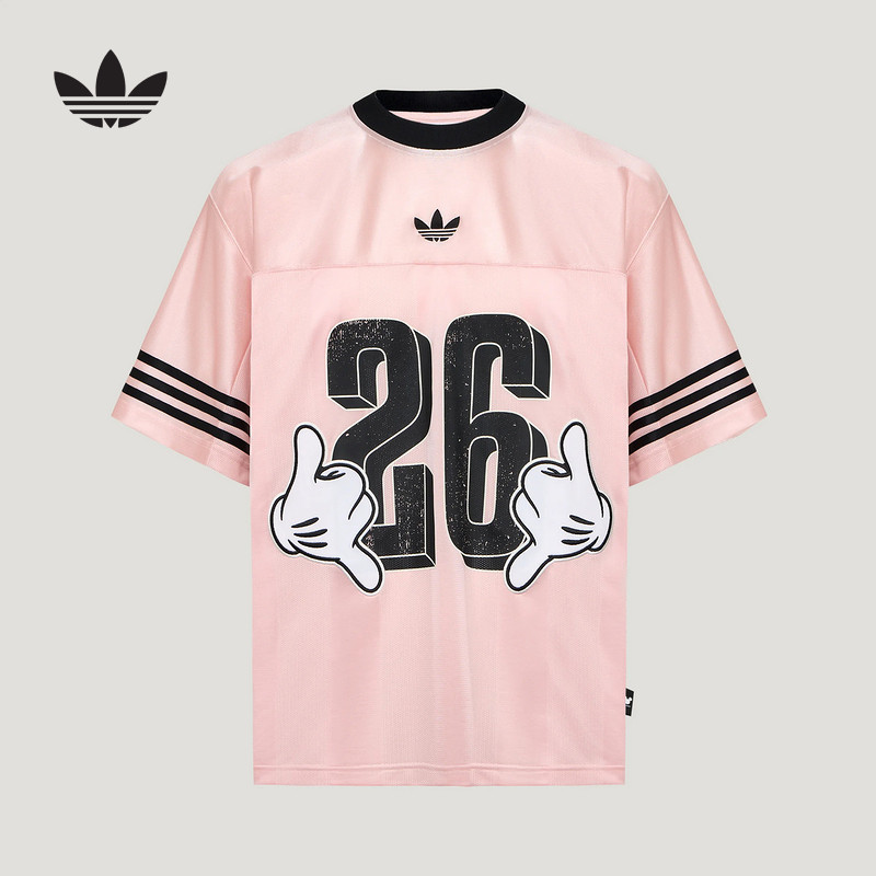adidas/阿迪达斯迪士尼联名款“米奇”足球衫男女运动短袖T恤KU3105