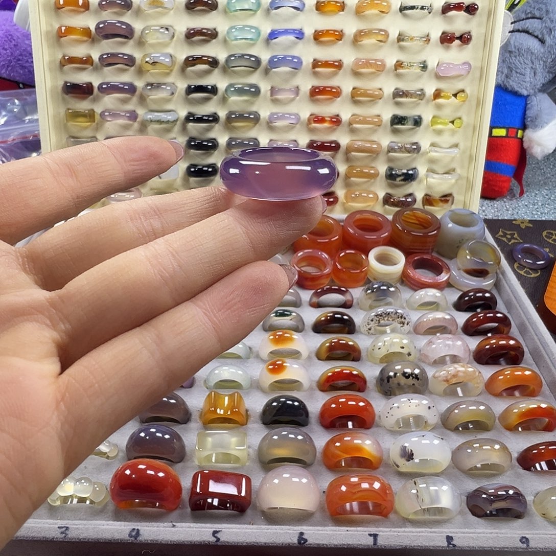 流***v玛瑙/玉髓未镶嵌戒指A23不退换18.8港19