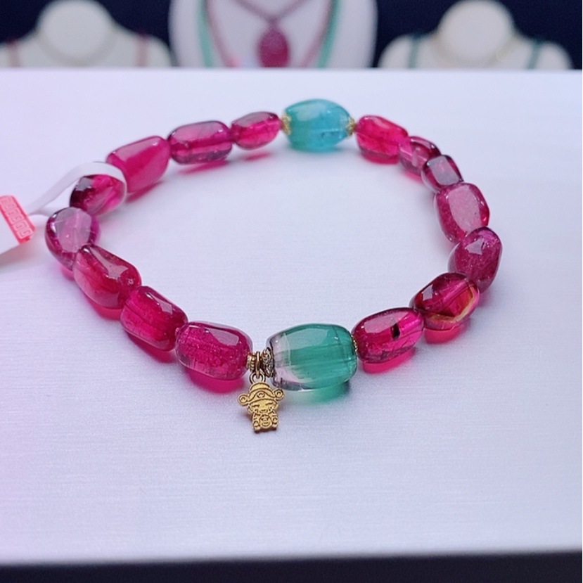 【闪购商品】碧玺手链18K金镶嵌碧玺手链