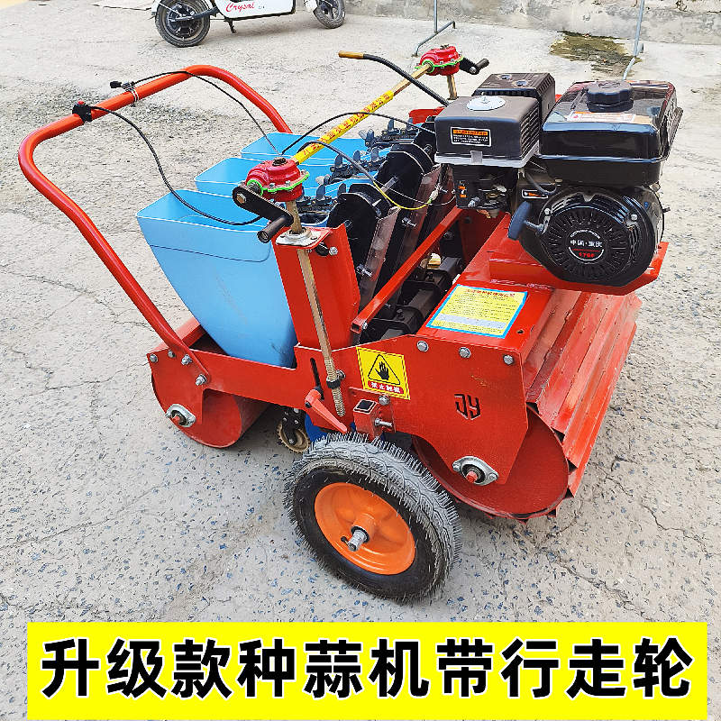 新款汽油大蒜播种机升级三行两行种蒜机行距株距可调