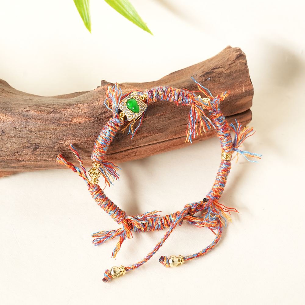 【小胖甄选】天然A货翡翠葫芦手链手工编织精致镶嵌精美手饰