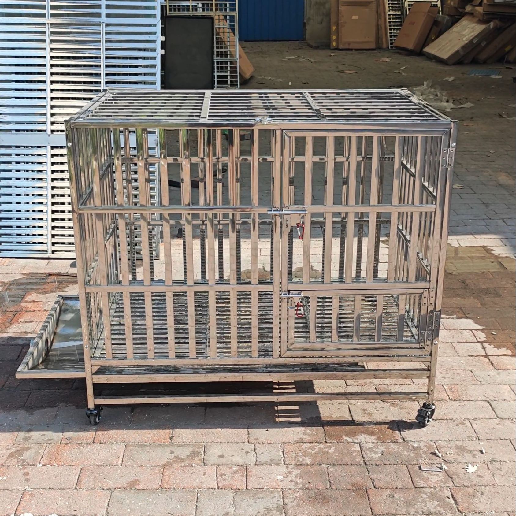 瑞麟不锈钢狗笼子冲水笼子带厕所室内阳台宠物笼