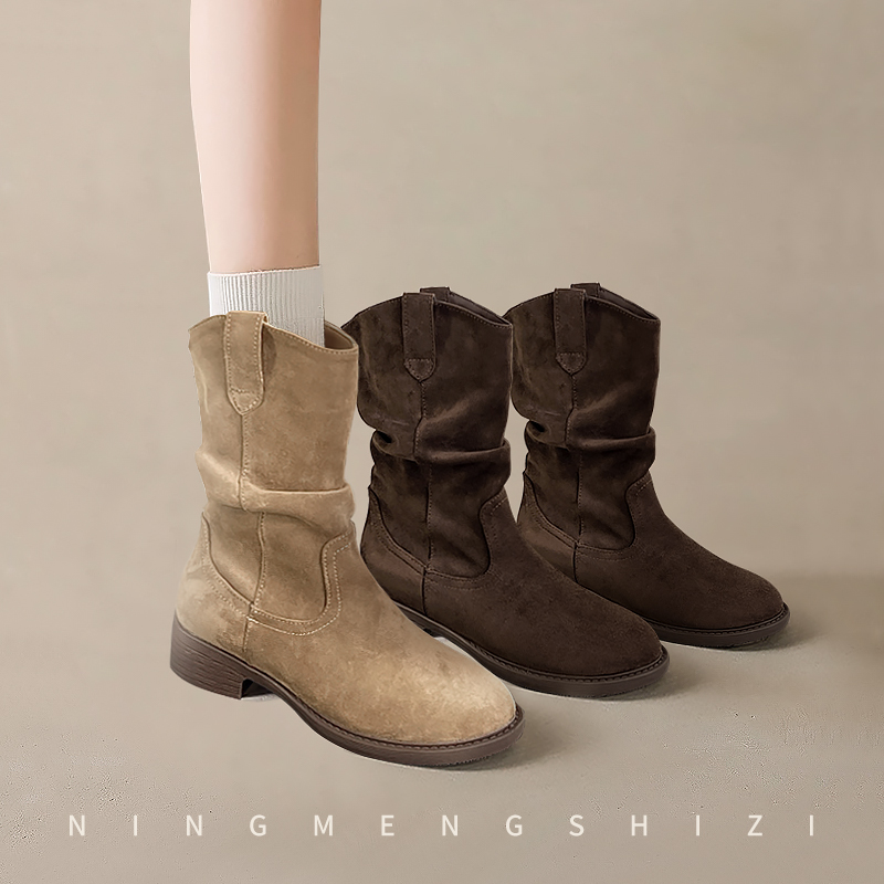 【增高4cm-8cm】美拉德靴子女款爆款2025新款马丁靴百搭短靴堆堆靴