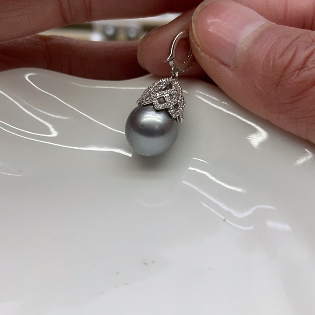 海水珍珠吊坠(不含链)银S925镶嵌