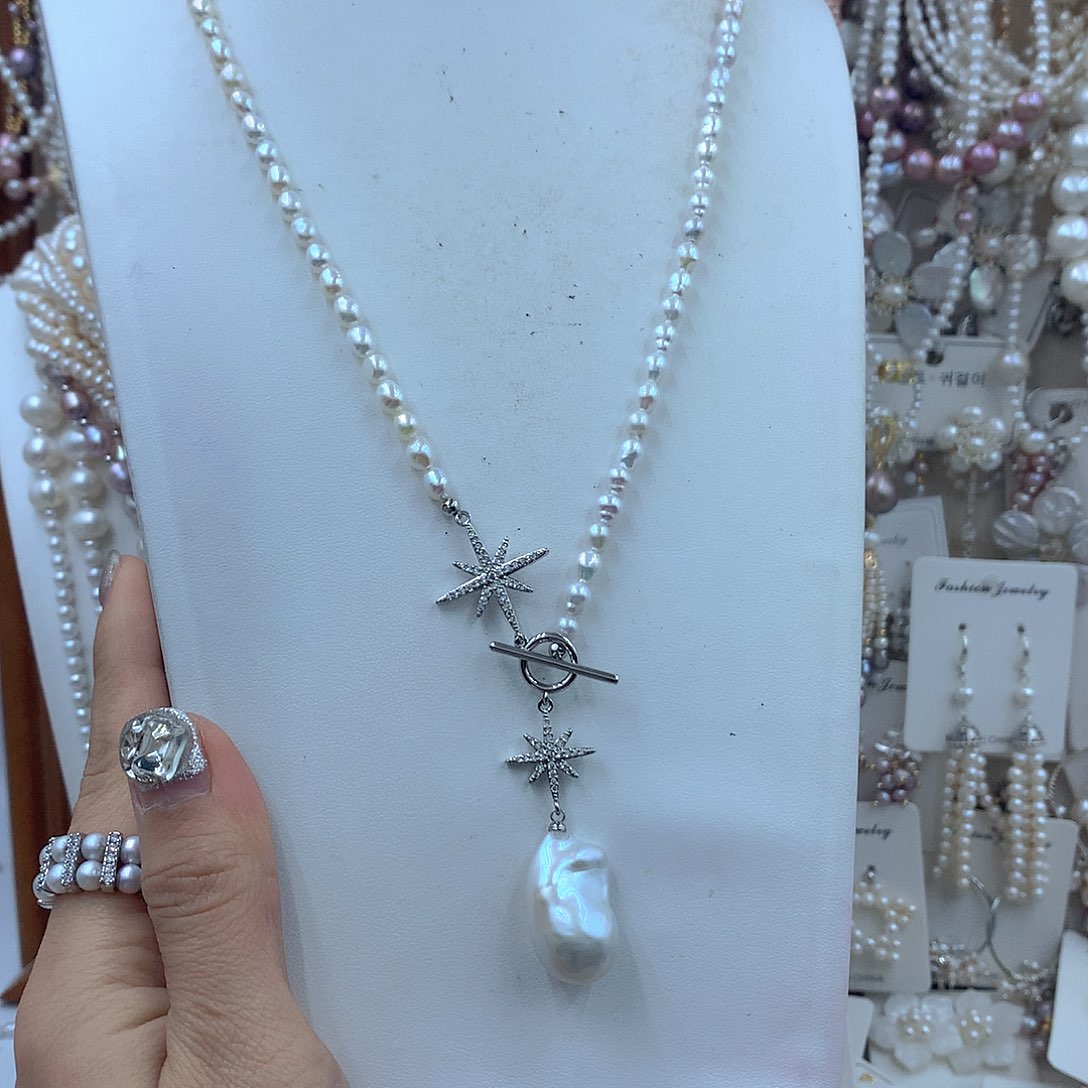 银S925镶嵌淡水珍珠耳饰