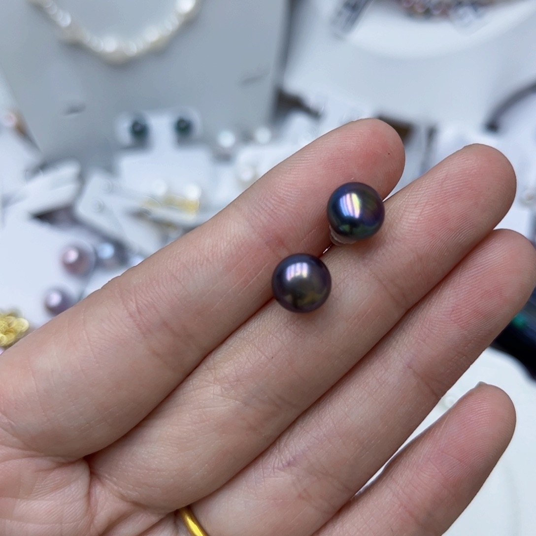 淡水珍珠耳饰银S925镶嵌