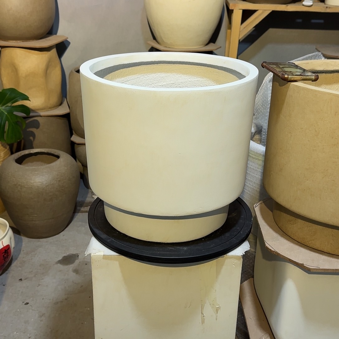 复合镁泥材质象牙白色花盆