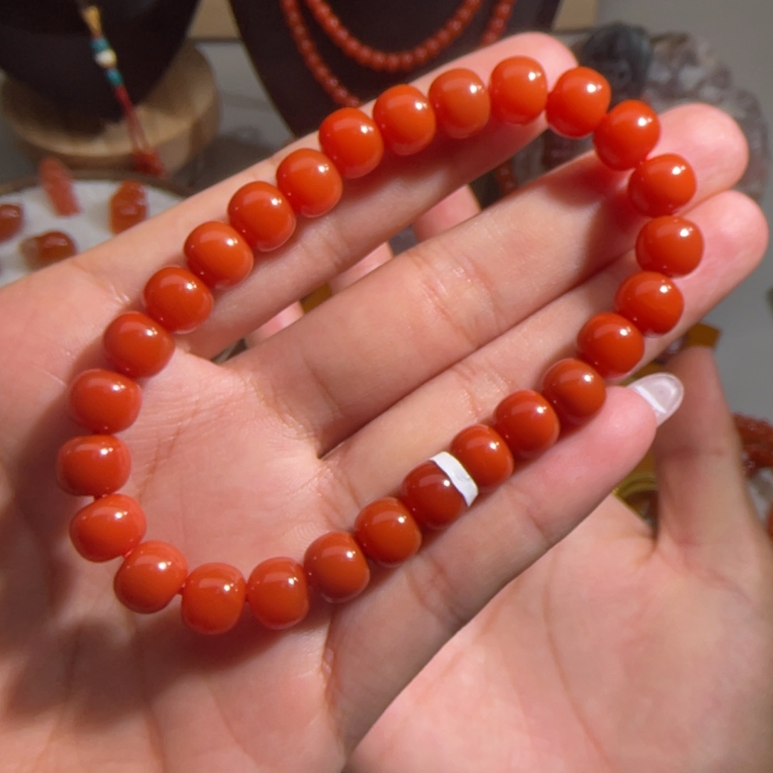 落***归南红玛瑙老型单圈8mm未镶嵌