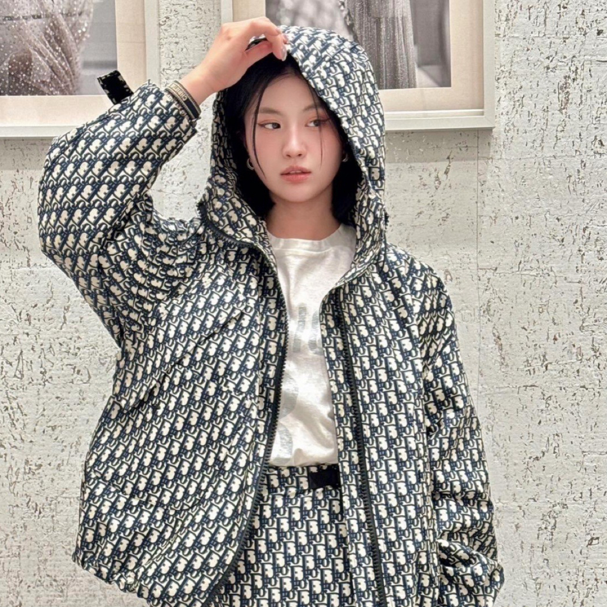 99新 DIOR/迪奥 SS23 Oblique 印花满印拉链连帽夹克 M码 04580