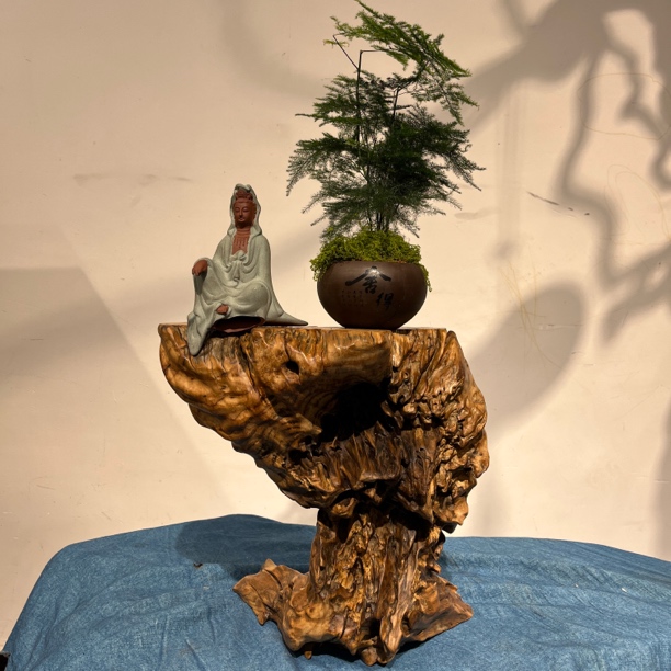 天然实木根雕花架落地式适合家居摆放的置物架