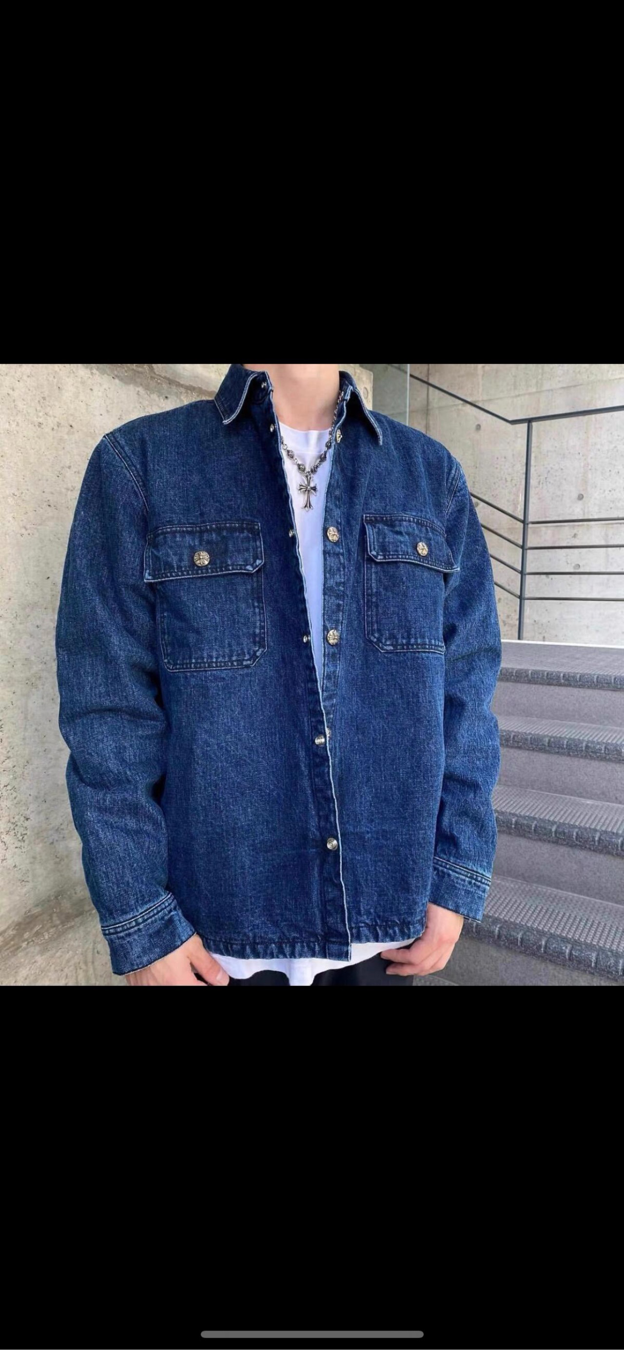 全新未使用 Chrome Hearts/克罗心 （bb）209 纯色工装夹棉牛仔外套