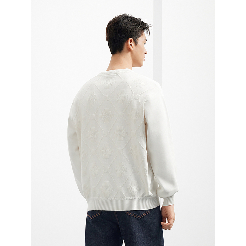 GXG男装后背提花肌理感休闲通勤圆领卫衣25秋新品#G25D313136