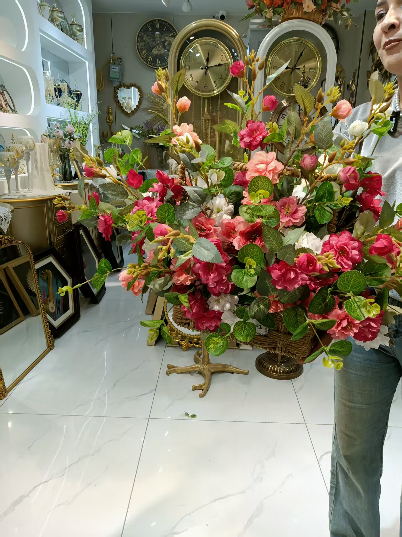 高档山茶花蝴蝶兰仿真花束客厅餐厅玄关装饰摆设