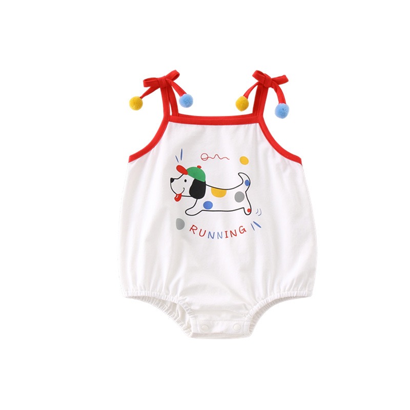 2025婴儿夏季吊带包屁衣薄款超萌小狗印花连体衣宝宝夏装背心哈衣