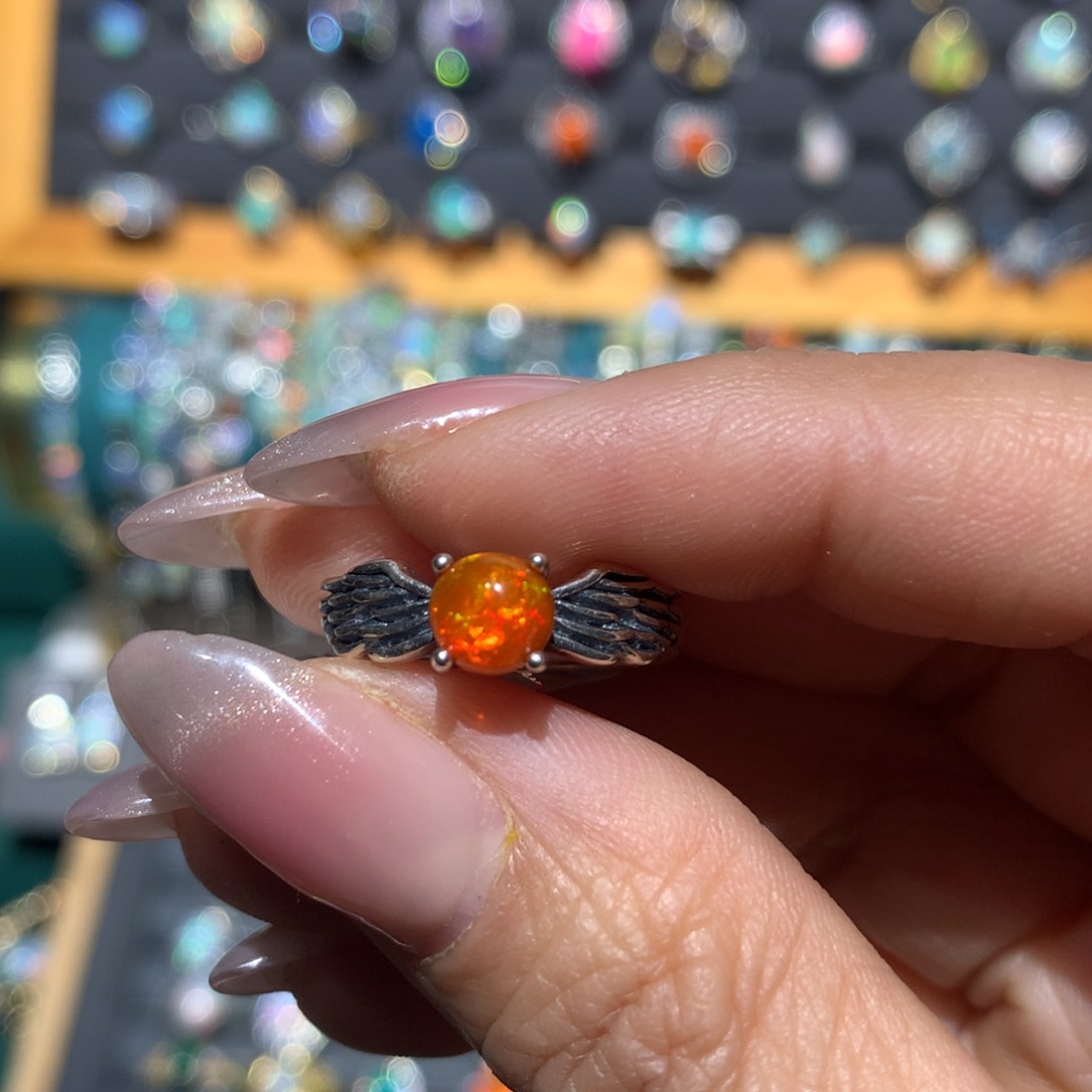 欧泊福利戒指银S925镶嵌