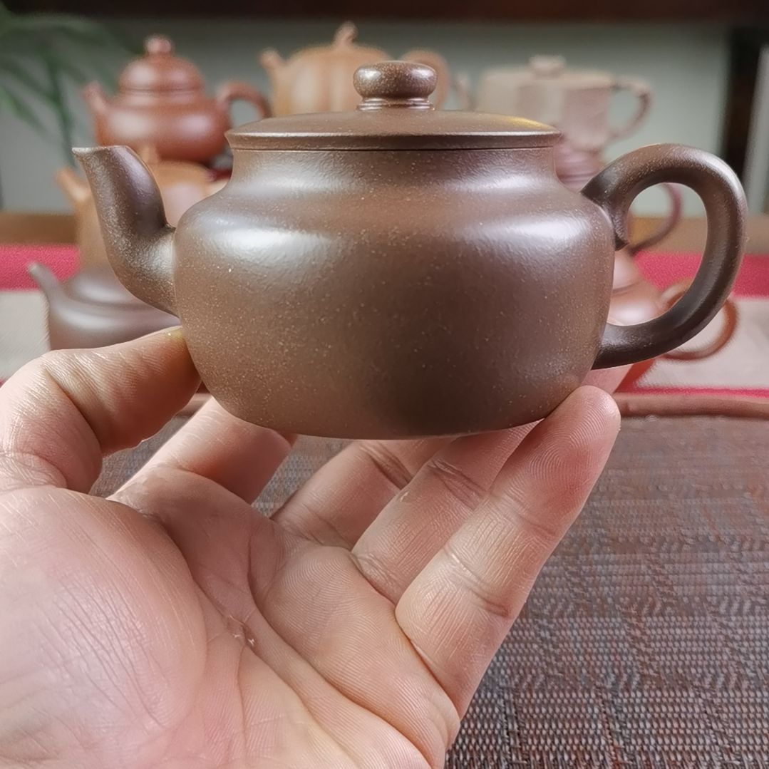 紫砂茶壶紫玉金砂平盖莲子200CC