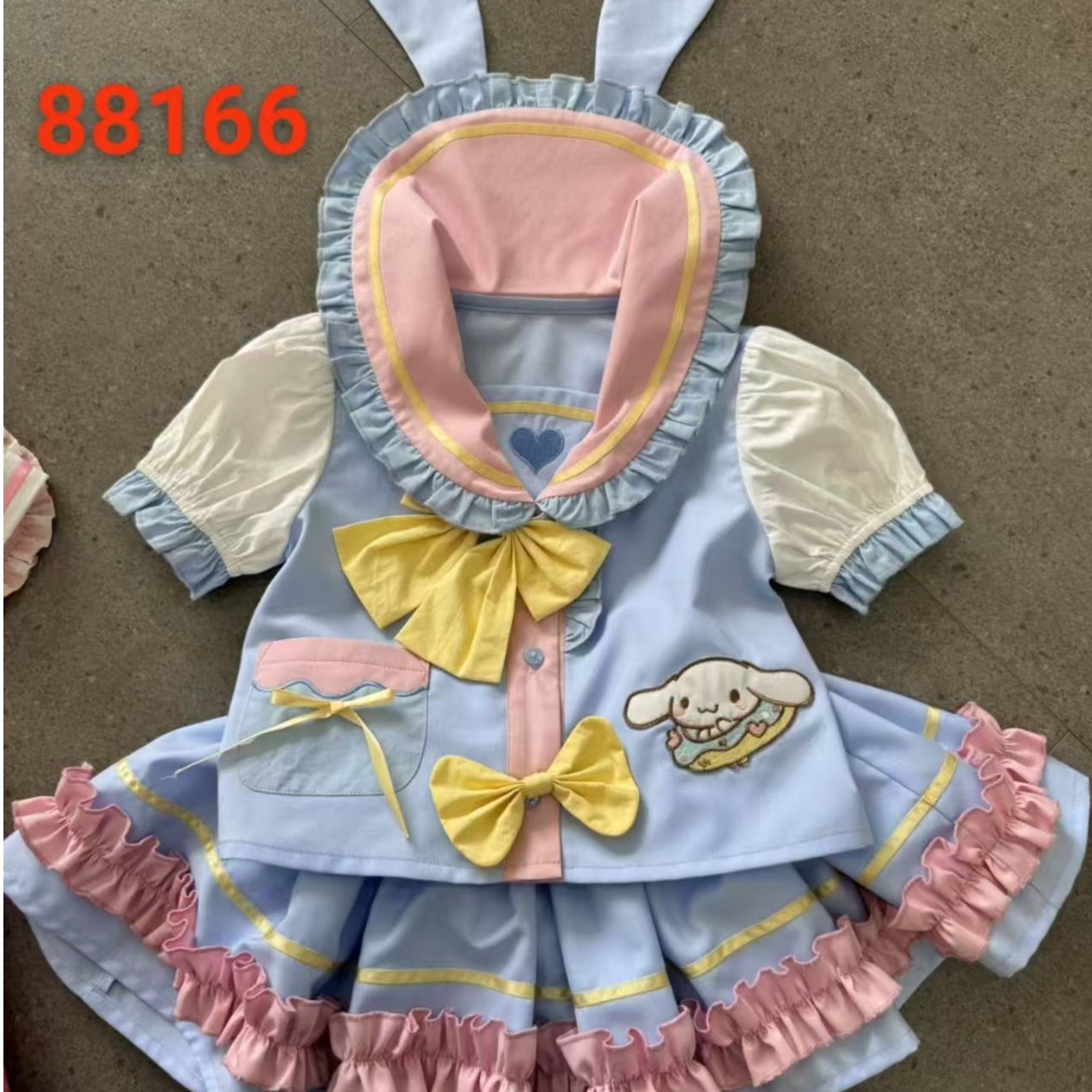 开箱款2025夏季新款卡通学院风JK童装玉桂狗套装