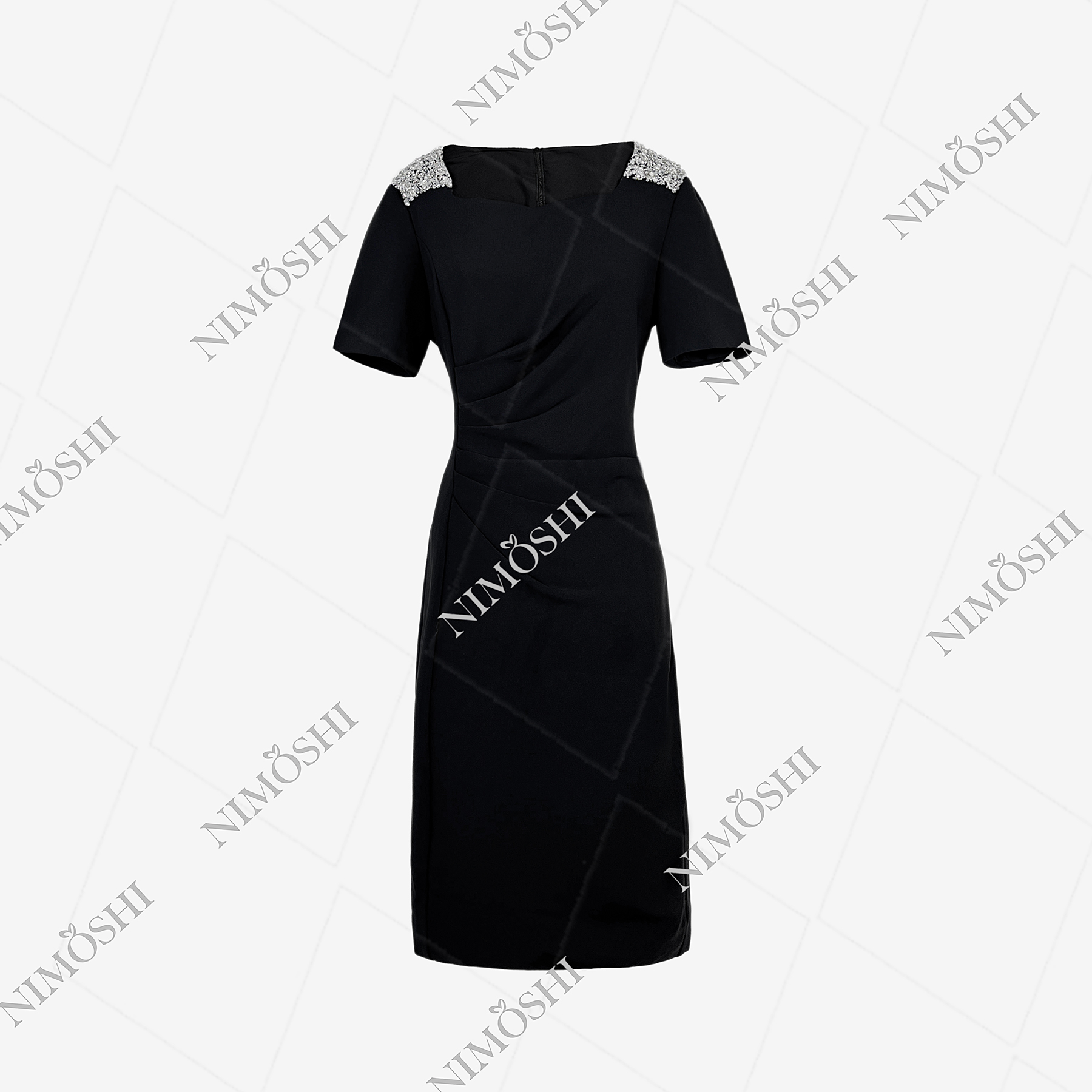 NIMðSHI【小艺】新款时尚轻奢高级钉珠小众气质显瘦款连衣裙女Q1164