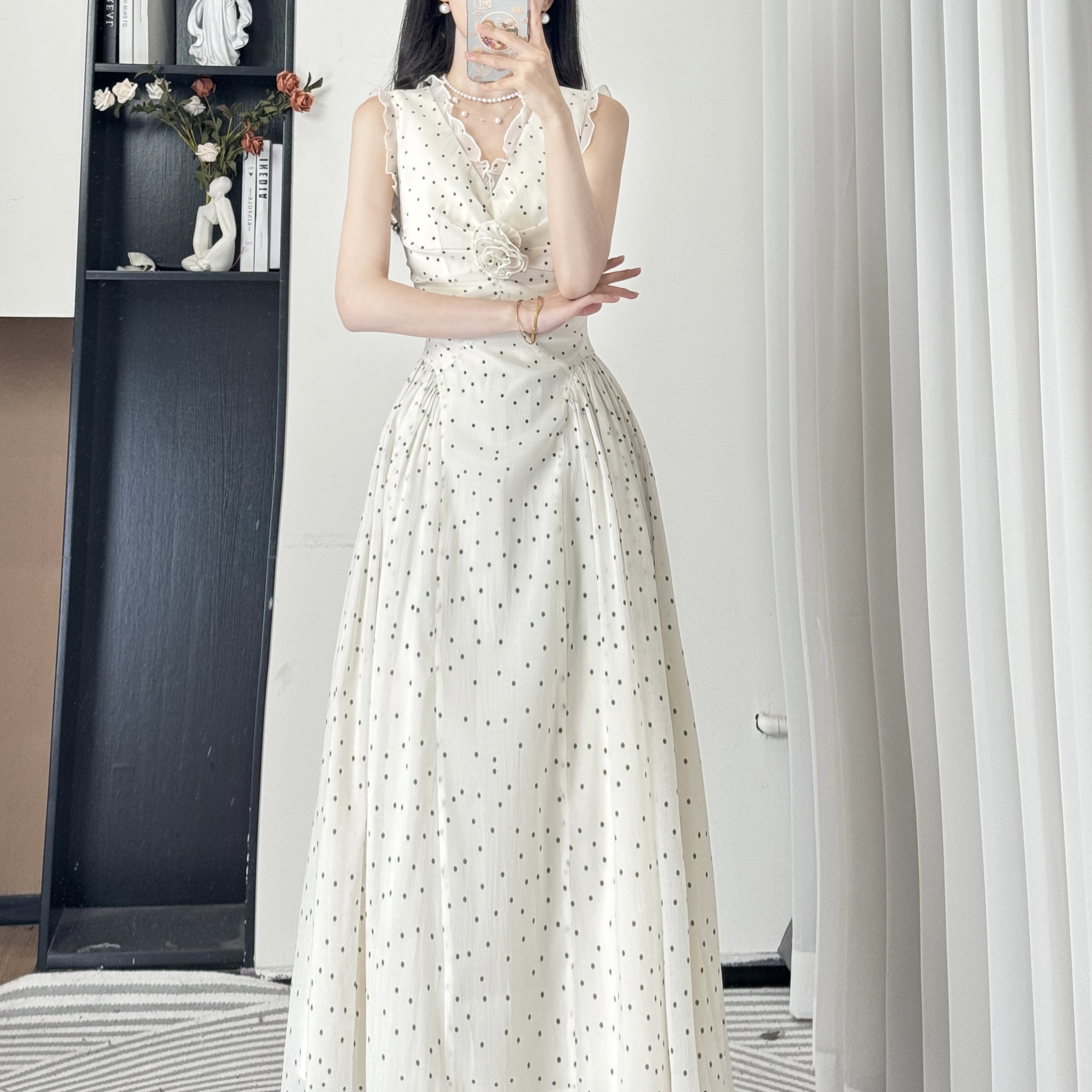 年终请沧25夏多巴胺风格衣服纯欲风显瘦波点收腰连衣裙 10425 QC