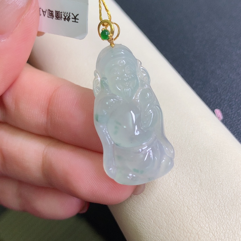 【闪购商品】翡翠颈饰18K金镶嵌财神