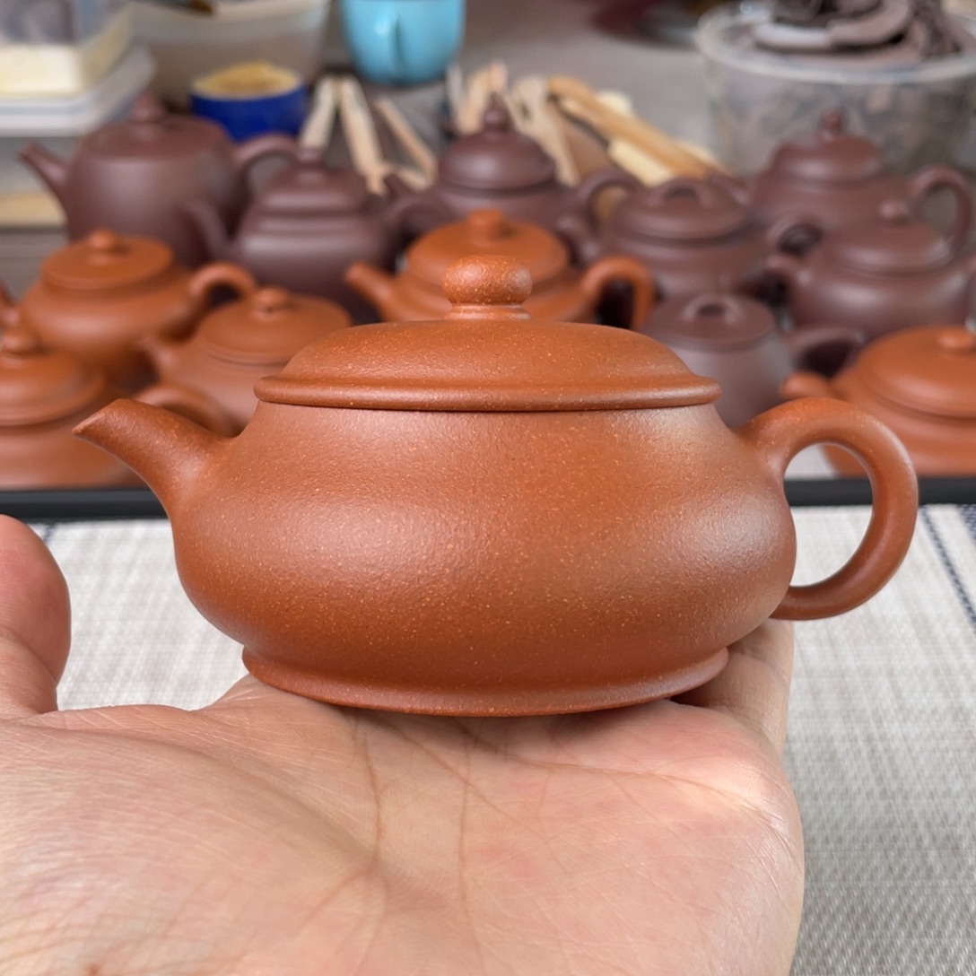 茶壶紫砂微瑕半手工红降坡明炉壶150cc