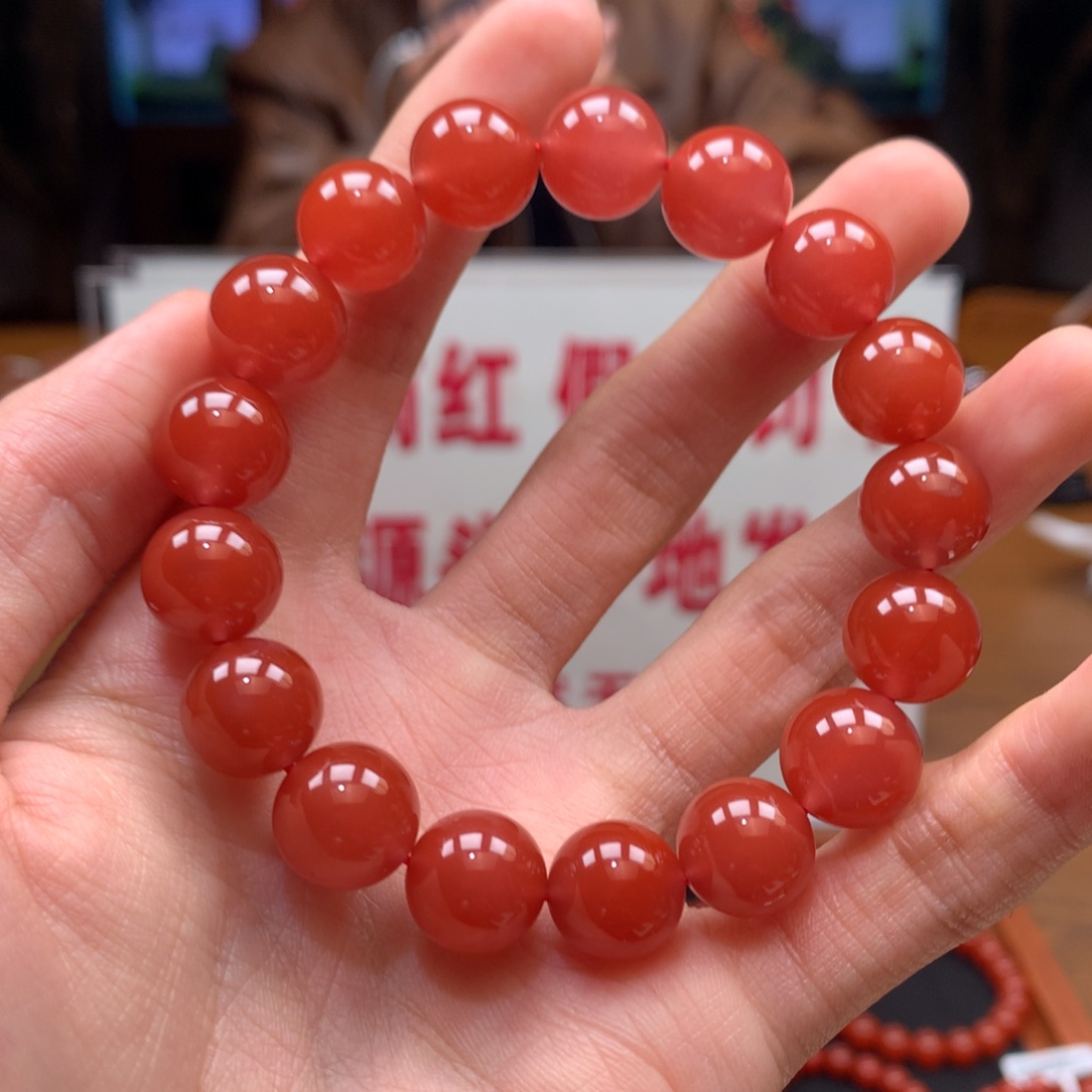 南红玛瑙串未镶嵌宇*大黑洞冰红12+