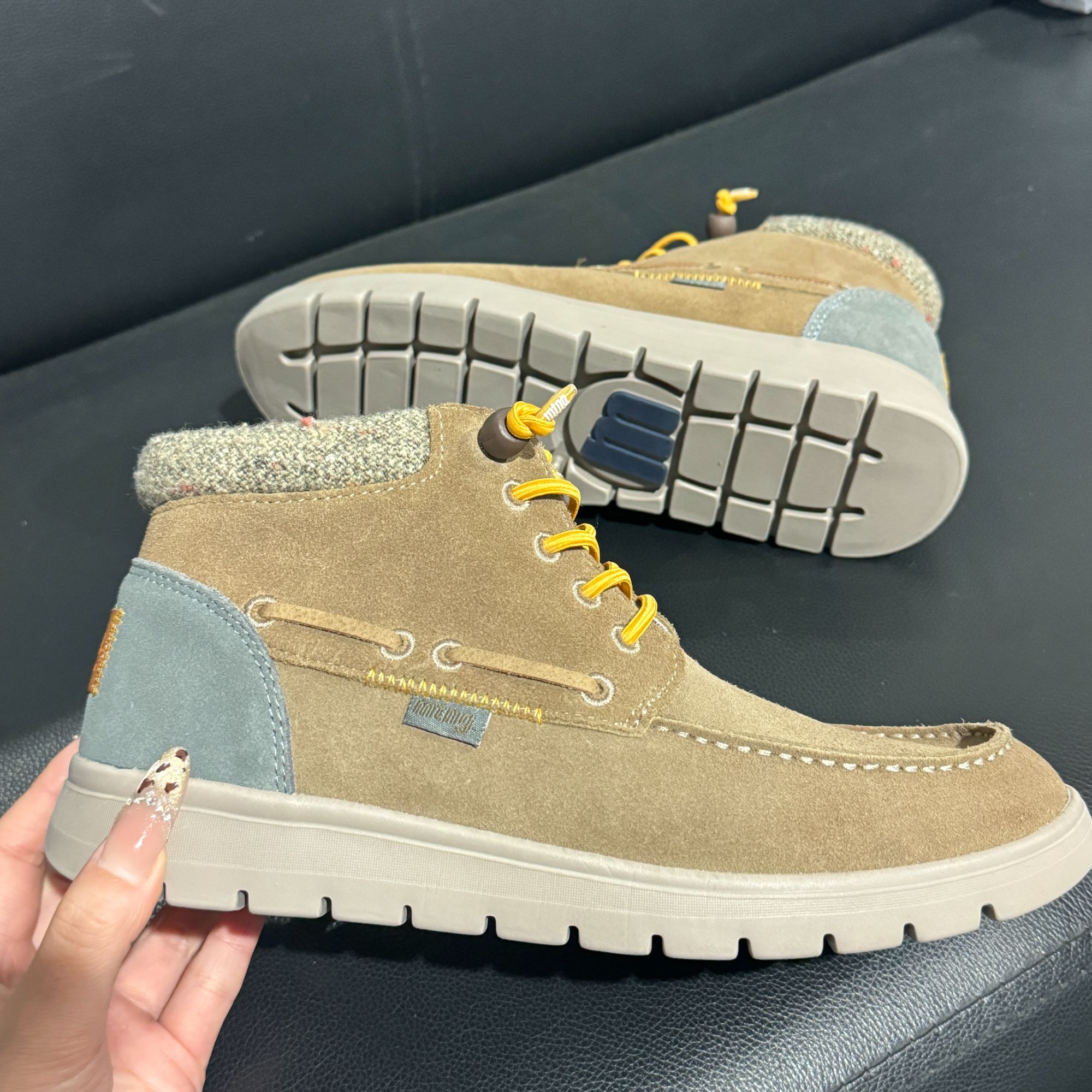 平跟见外包装系带圆头冬季短靴户外百搭工装鞋高帮CA-1316