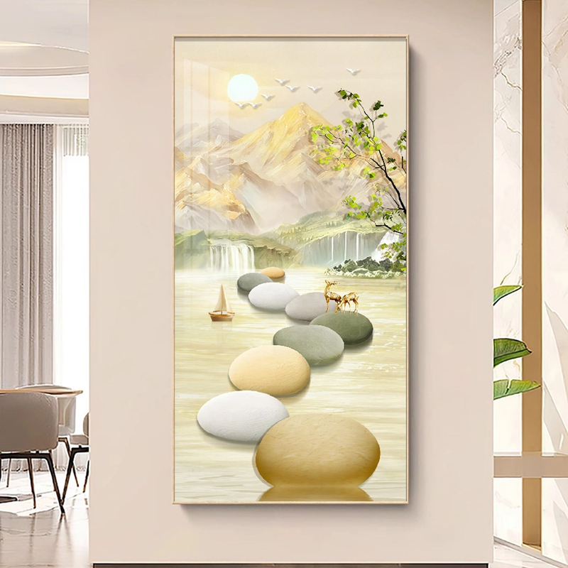 【金山瑞影-玄关】客厅日照玄关装饰画正对入户门高档挂画走廊壁画