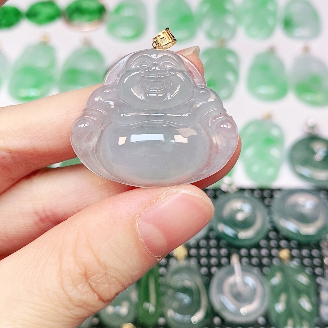 翡翠吊坠(不含链)18K金镶嵌