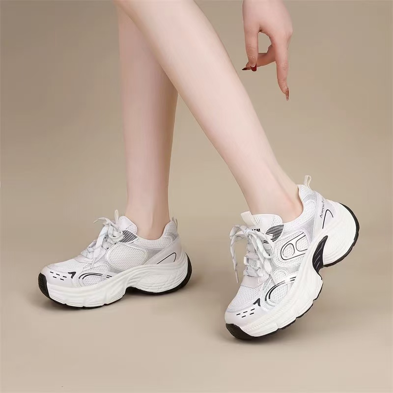 C4310  白色  时尚厚底圆头系带女休闲运动老爹鞋