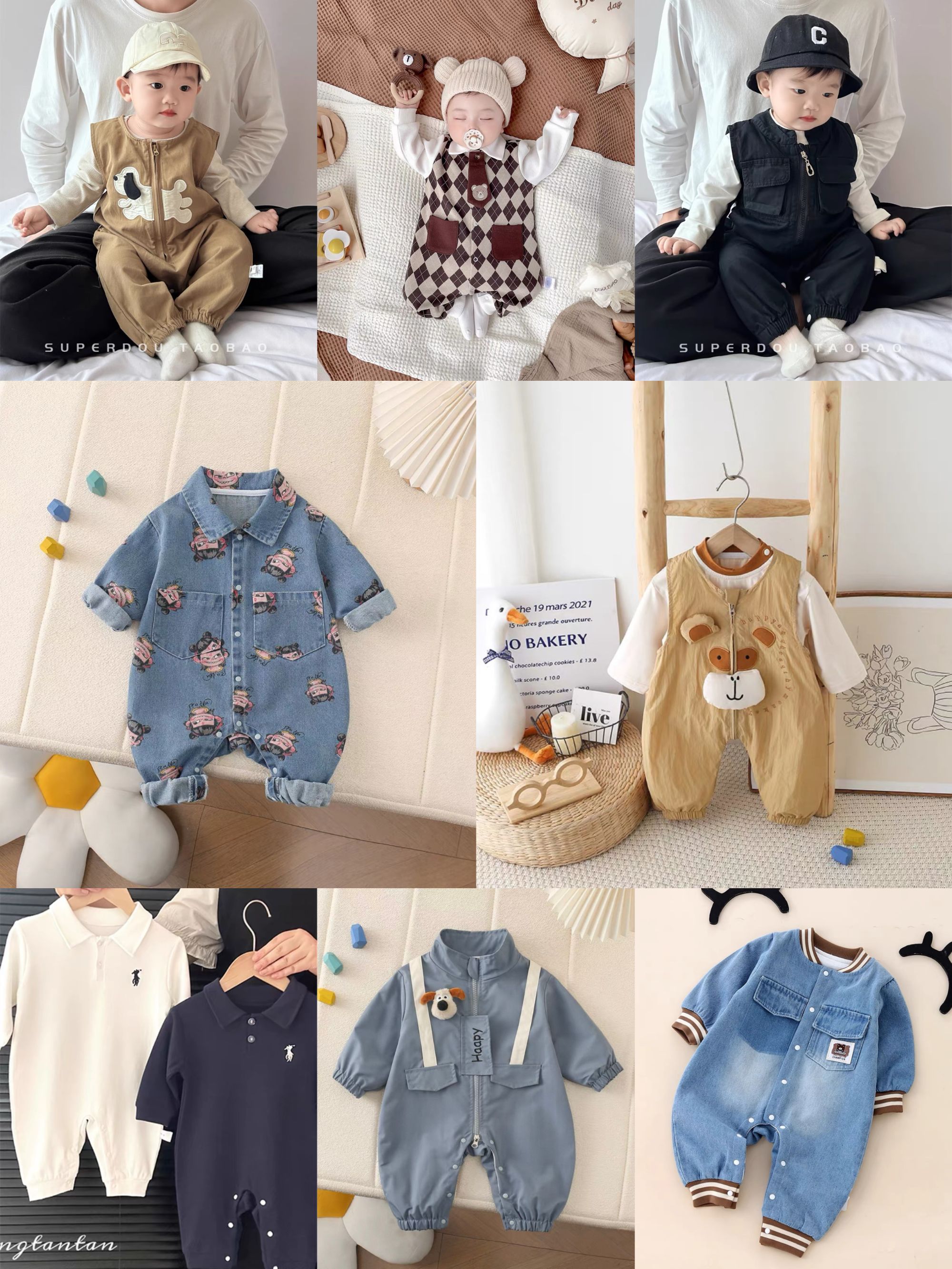 601-699婴幼儿春秋连体衣男女宝宝外出服组合链接