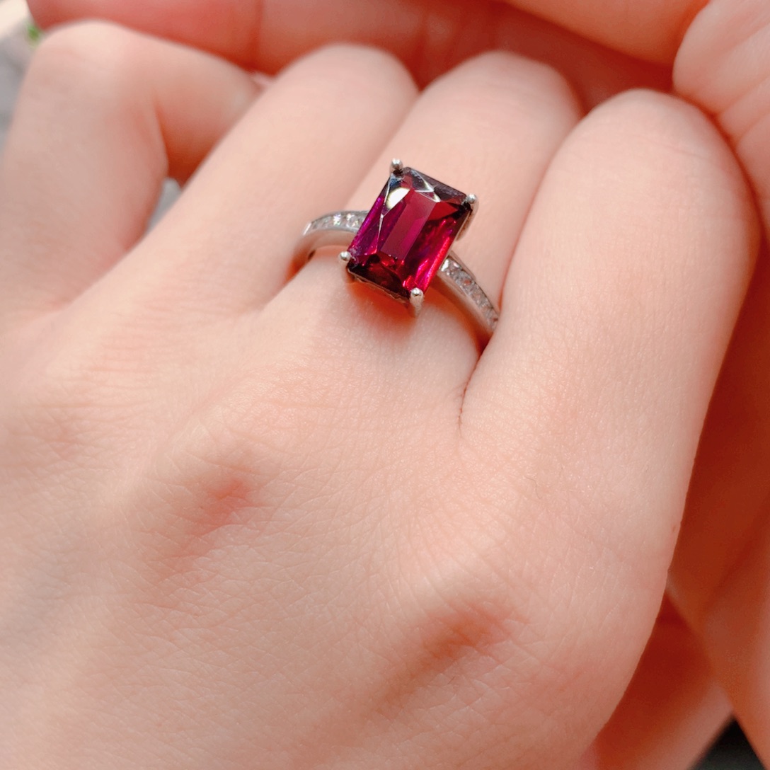 石榴石戒指银S925镶嵌