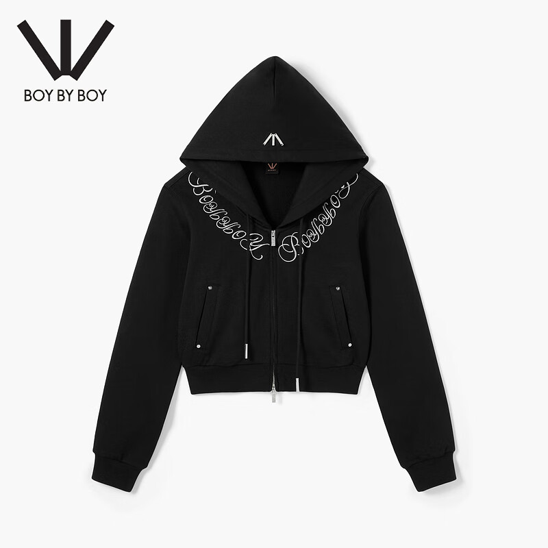 BOY BY BOY商场同款潮牌女装25春稍宽松微弹连帽开衫卫衣W06002