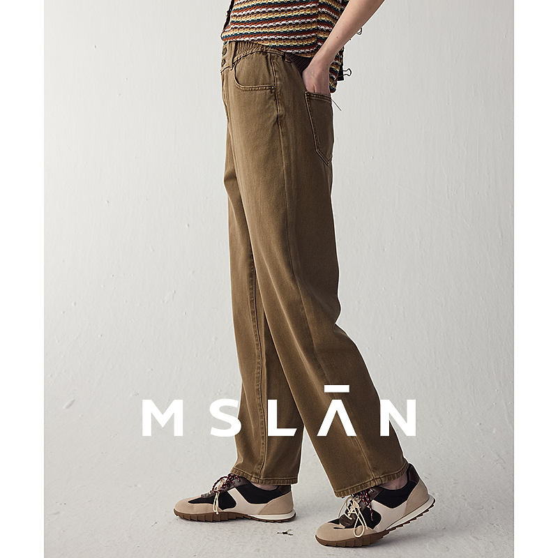 MSLAN【商场同款】秋季新款休闲通勤等直筒牛仔长裤MGAK076