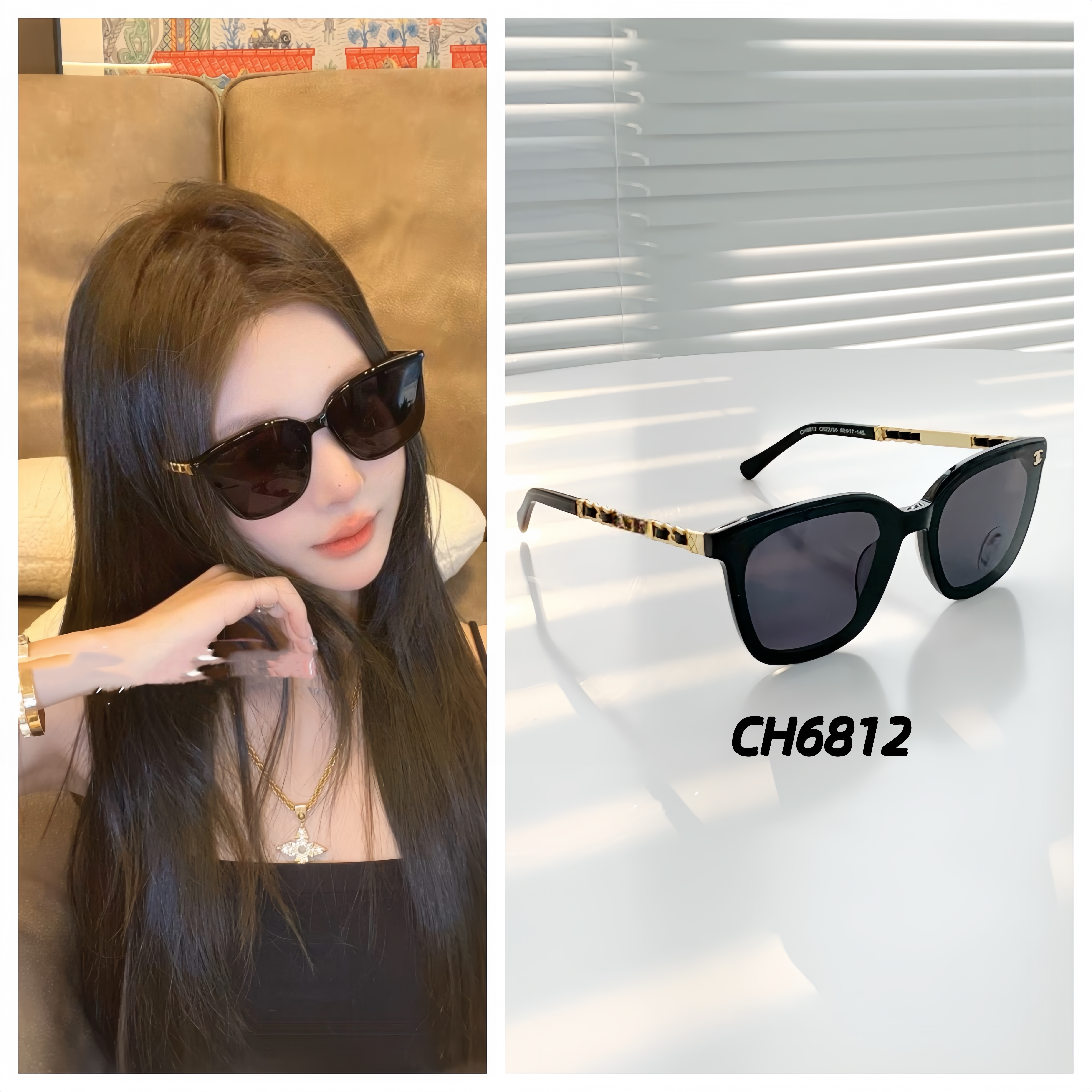 CH6812名媛淑女风方框网红时尚百搭夏季防紫外线偏光墨镜