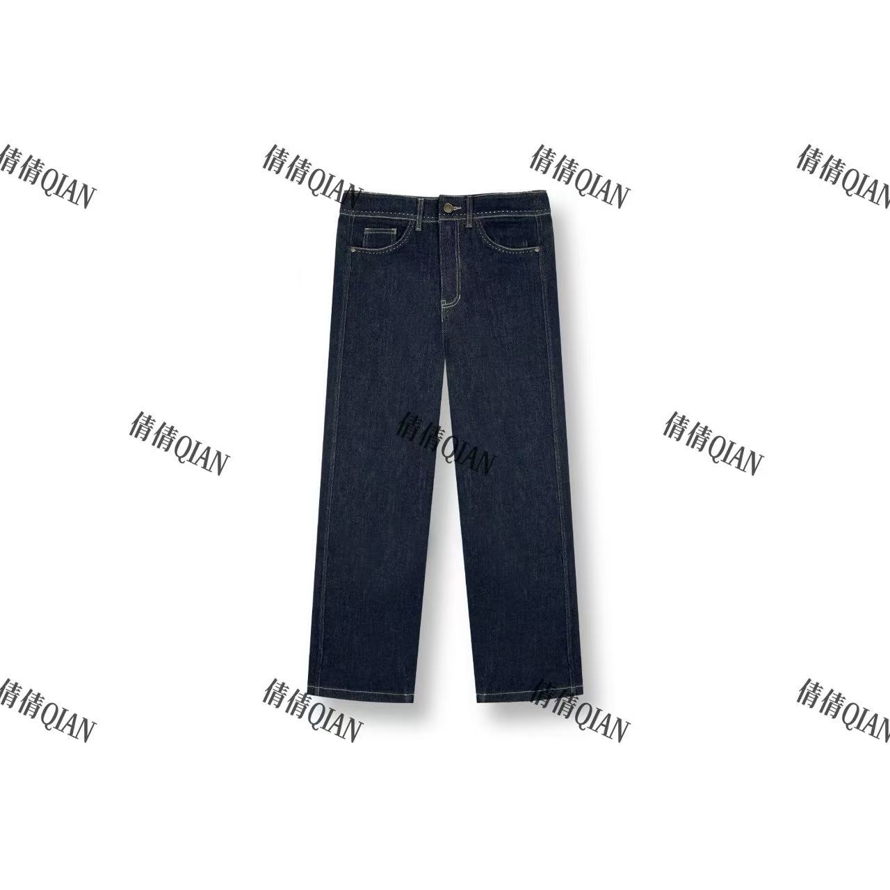 秋冬款丹宁色设计款直筒牛仔裤高级感（TC82552-1162）