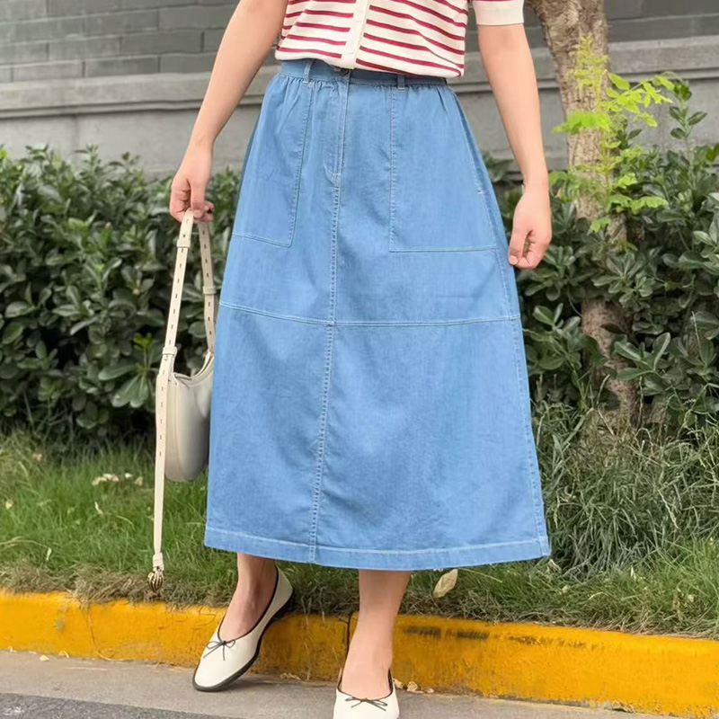 纯原面料土壤牛仔2025夏季新款斜纹棉弹牛仔布长款半身裙