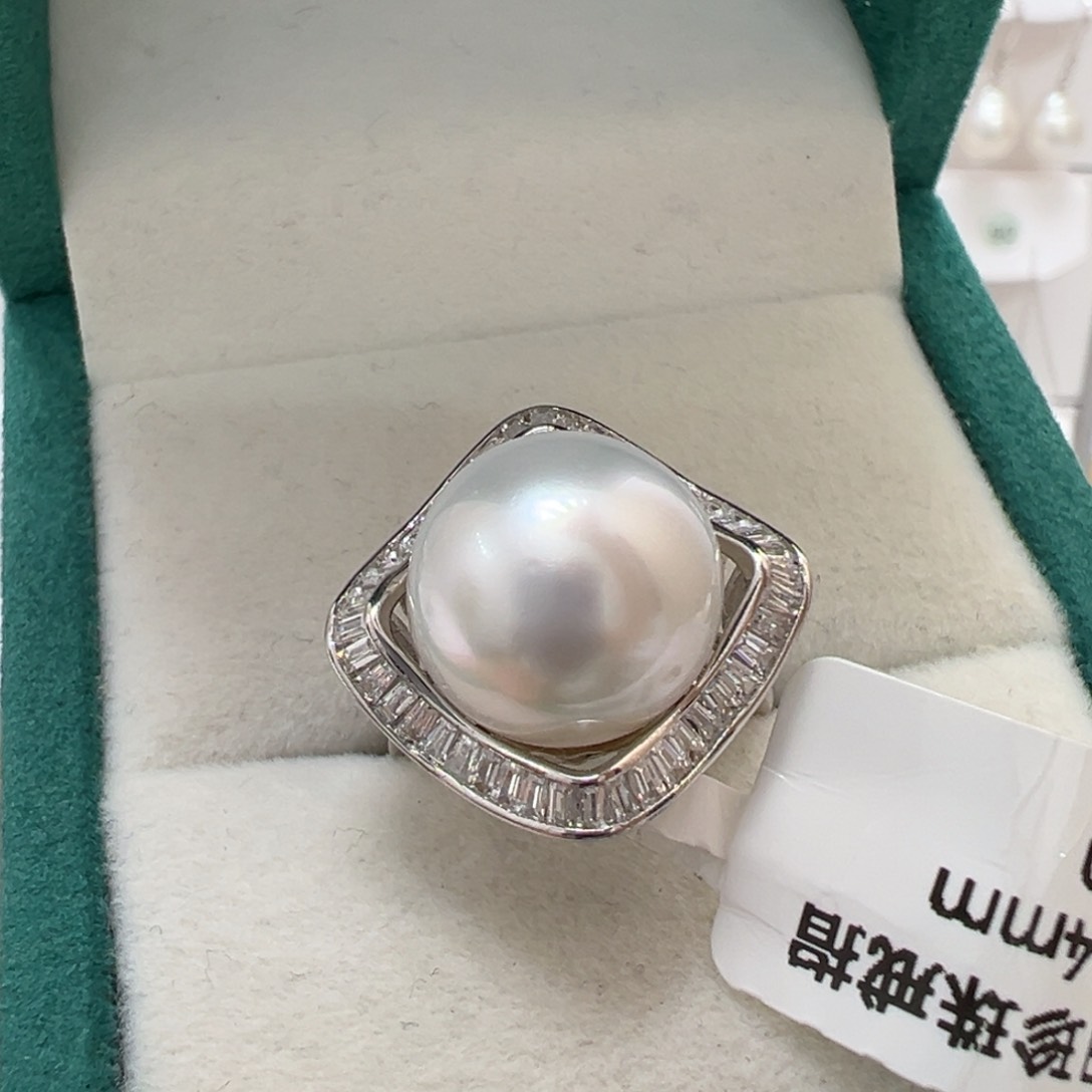 银S925镶嵌海水珍珠戒指