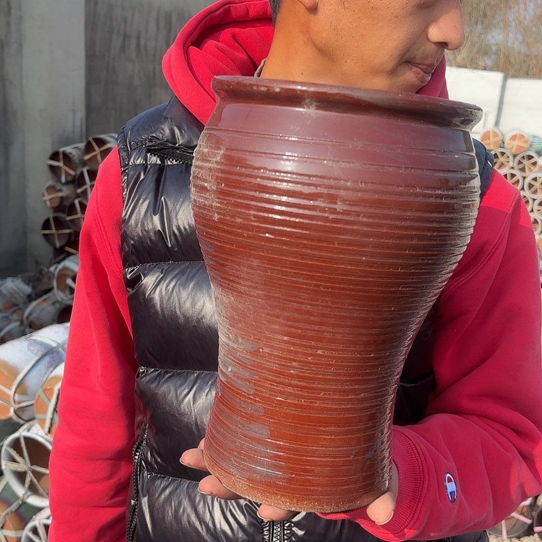 紫砂花盆红鱼尾一个口径18高度29