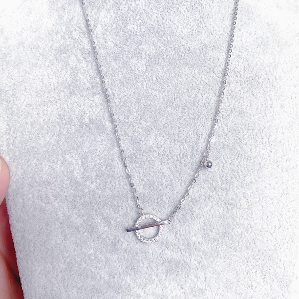 铂金PT950镶嵌圆杠套链时尚个性简约轻奢百搭小众